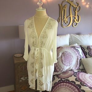 Cream Embroidered Cover-Up